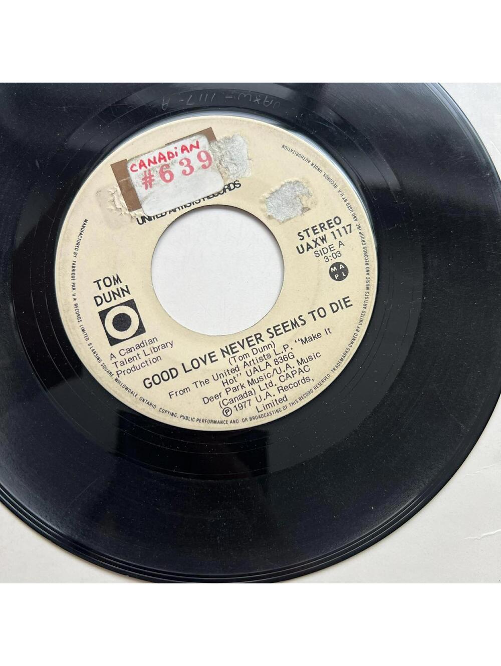 Tom Dunn - Good Love never Seems to Die/Make it Hot 45rpm VG+ R8
